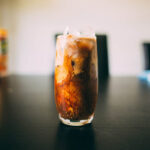 glass of caramel iced coffee